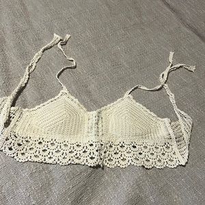 Cute cropped tan knitted, crop top off of SHEIN